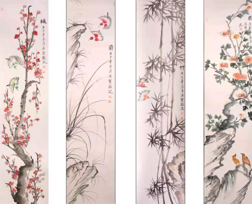 2787号 梅兰竹菊 138x34x4条屏 2020年.jpg 2787号 梅兰竹菊 138x34x4条屏 2020年.jpg