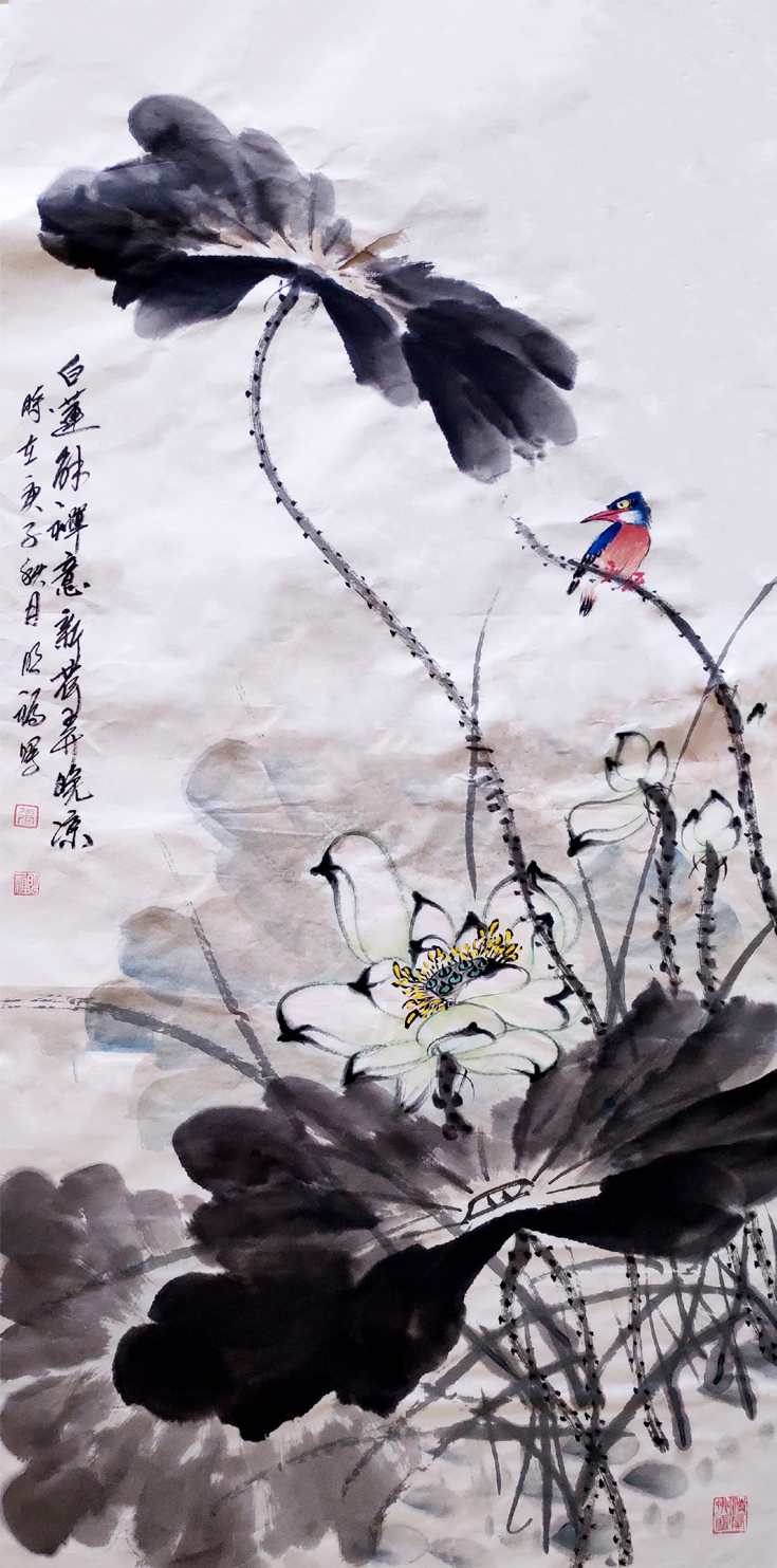 2638号 《白莲解禅意,新荷弄晚凉》70X140cm 2020.jpg 2638号 《白莲解禅意,新荷弄晚凉》70X140cm 2020.jpg